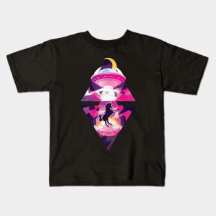 Retro Ufo Unicorn Vintage Kids T-Shirt